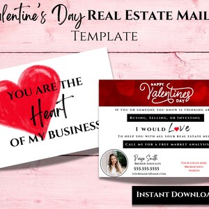 Cartão postal imobiliário do Dia dos Namorados, Agente Valentine Pop By, Mailer de marketing imobiliário, modelo Canva PDF