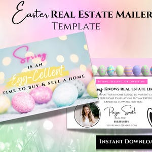 Cartolina di Pasqua immobiliare / Modello Canva per il marketing primaverile / Progettazione di attività immobiliari / Download digitale / Post sui social media / Modelli