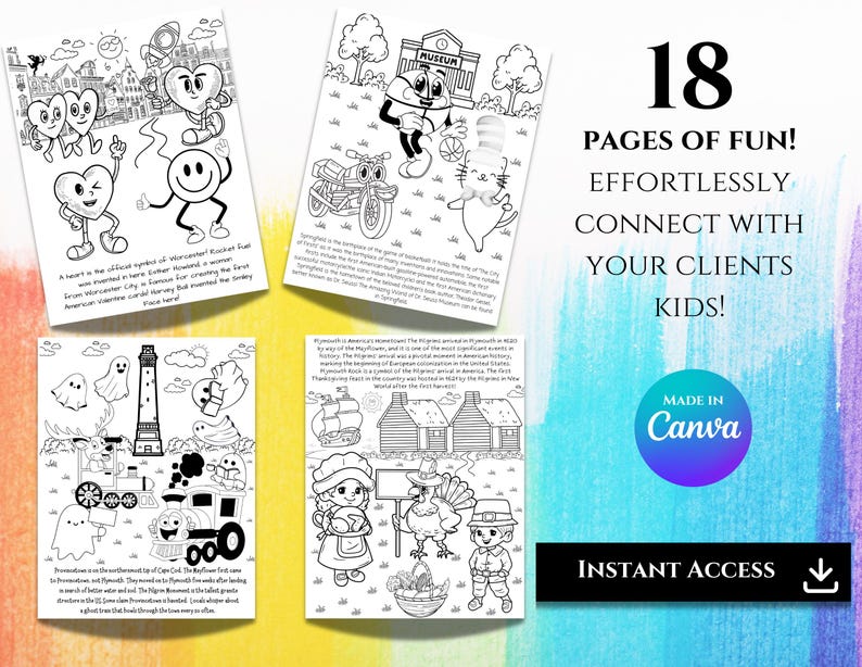 Client Rights Coloring Book Open House Supplies Realtor Kids Coloring Book - Massachusetts Themed ...