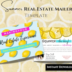 Cartolina estiva - Modello immobiliare, biglietto di auguri Lemon Squeezy facile da usare per l'agricoltura degli agenti e il marketing primaverile Cartolina estiva immobiliare