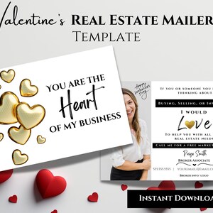 Valentines Day Real Estate Postcard: Customizable Realtor Marketing Kit, Client Gifts | Canva Template, 7x5 in, Branding