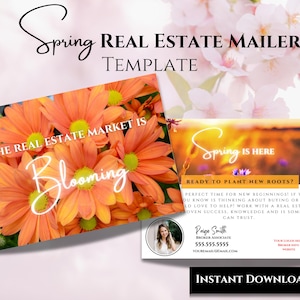 Carte postale de printemps - modèle de toile de marketing immobilier, téléchargement immédiat carte de ferme et conception de publipostage pour agent immobilier, modèles pour agents immobiliers, réseaux sociaux