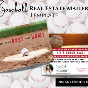 Cartolina estiva / Marketing immobiliare / Mailing per agente di baseball e biglietto da visita per l'agricoltura / Modello Canva modificabile per modelli di agenti immobiliari sui social media