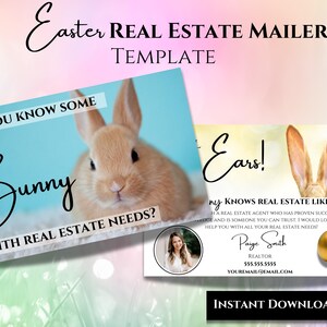 Cartolina di primavera per agenti immobiliari, cartolina di Pasqua per immobili, marketing immobiliare, biglietto "Conosci un po' di coniglietto", pop-up primaverile, modello Canva, social media