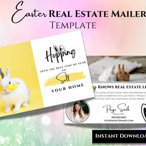 Cartolina di Pasqua per l'immobiliare / Modello Canva per il marketing primaverile / Biglietto primaverile per l'agente immobiliare per l'agricoltura immobiliare / Download digitale / Social media