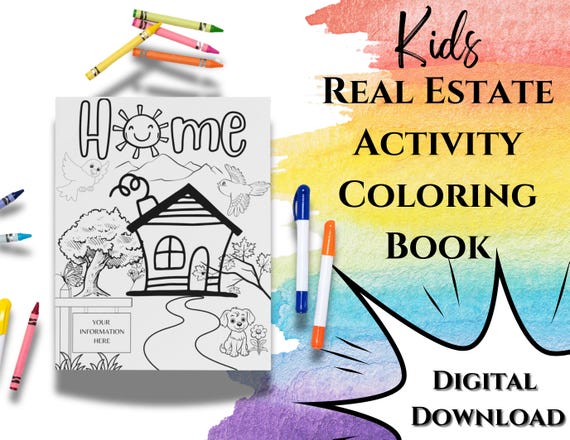 Virginia Open House Activity Coloring Book: Kids Engagement Printable, Realtor Marketing | Editable Canva Signs, 8.5x11, Fun Homebuyer Gift