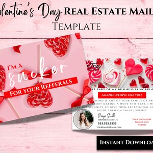 Carte postale immobilière pour la Saint-Valentin, Agent Pop By Marketing, publipostage Canva PDF, Agents immobiliers
