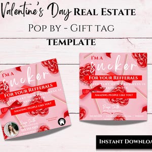 Valentinstag Makramee Geschenkanhänger, Sucker für Empfehlungen, bearbeitbare druckbare Vorlage, Makler Marketing Pop by Tag, Canva Social Media Post
