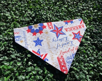 4th of July Dog Bandana - Patriotic Dog Bandana - Over The Collar Dog Bandana