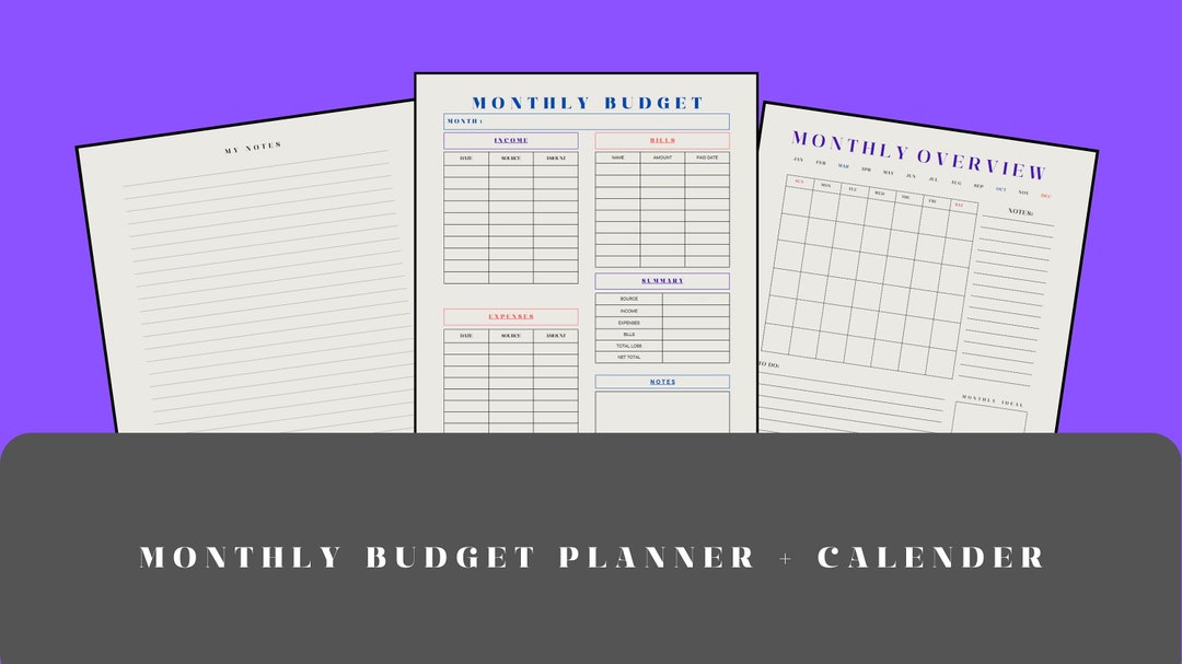 Easy Budget Tool Easy to Use, Budget Planner Kit, Planner Calender, Undated Monthly ...
