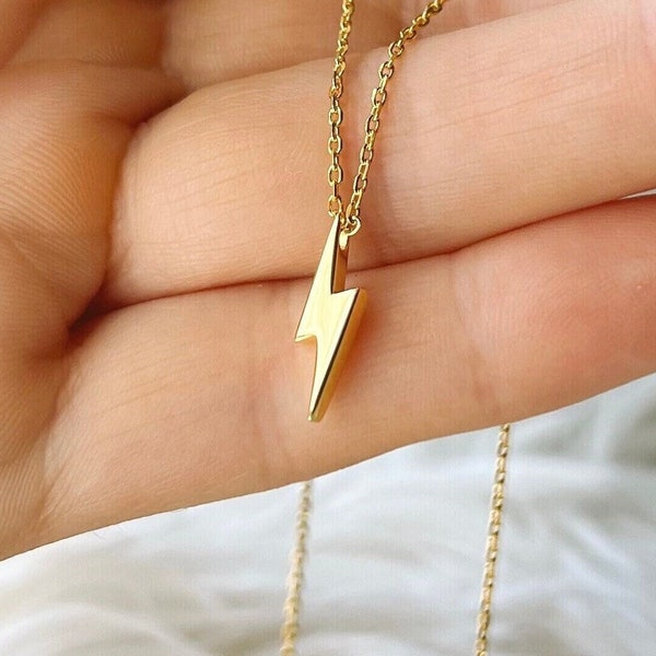 Gold Lightning Bolt Charm Necklace,Dainty Lightning Bolt Necklace, Small Charm, Silver lighting Bolt Necklace,18k Gold Vermeil,Non Tarnish.