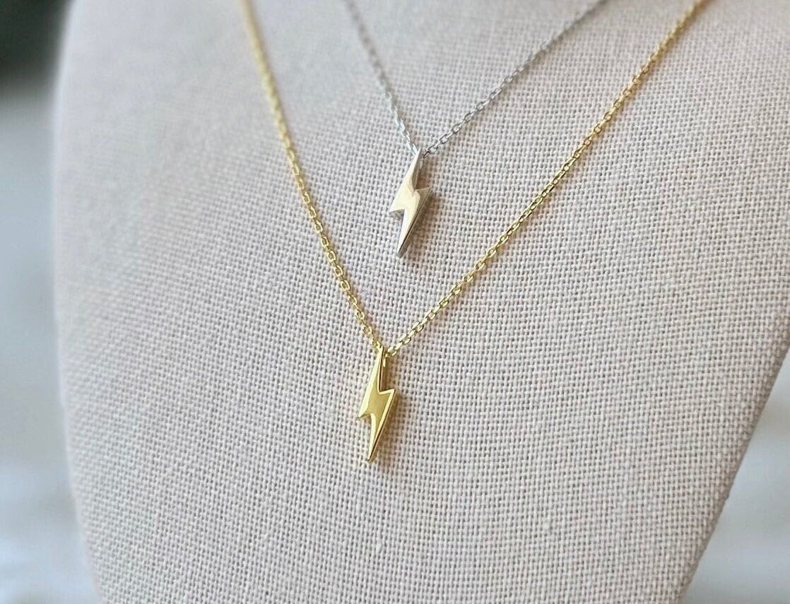Etsy lightning bolt necklace best sale