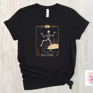 Skeleton Tarot Graphic Tshirt, Halloween Shirt, Spooky Funny Tshirt, Tarot Magic