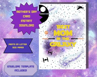 Mother's Day Card, Mother's Day Download, Star Wars, Star Wars Card, Digital Card, Digital Download, Printable Card, Printable Mother's Day