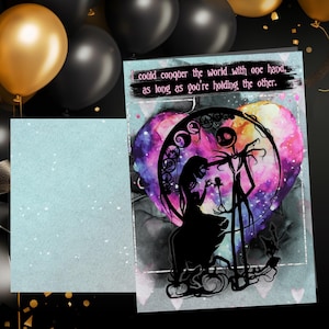 Tarjeta de aniversario de pesadilla navideña, tarjeta de aniversario imprimible, descarga digital, tarjeta y sobre