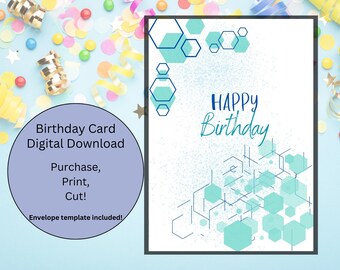 Birthday Card, Printable Birthday Card, Card and Envelope, Boy birthday, Girl Birthday, Happy Birthday