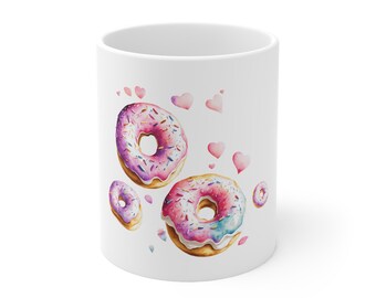 "Keramik ""Wasserfarben Donut"" Becher 11oz."