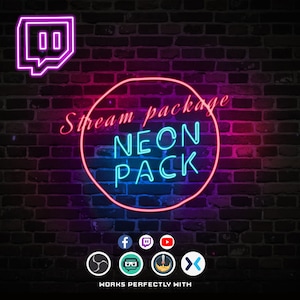 Animated Stream Retro Neon Twitch Overlay Animated Alerts Screens Neon Panels Dark Neon Wall For Twitch Streamers Dark Neon