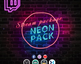 Animated Stream Retro Neon Twitch Overlay Animated Alerts Screens Neon Panels Dark Neon Wall For Twitch Streamers Dark Neon
