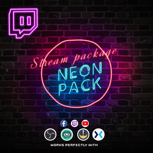 Animated Stream Retro Neon Twitch Overlay Animated Alerts Screens Neon Panels Dark Neon Wall For Twitch Streamers Dark Neon