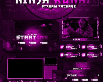 Ninja Stream Package Full Twitch Stream Overlays Animated Stream for Twitch Streamers Red Anime overlays Package Anime