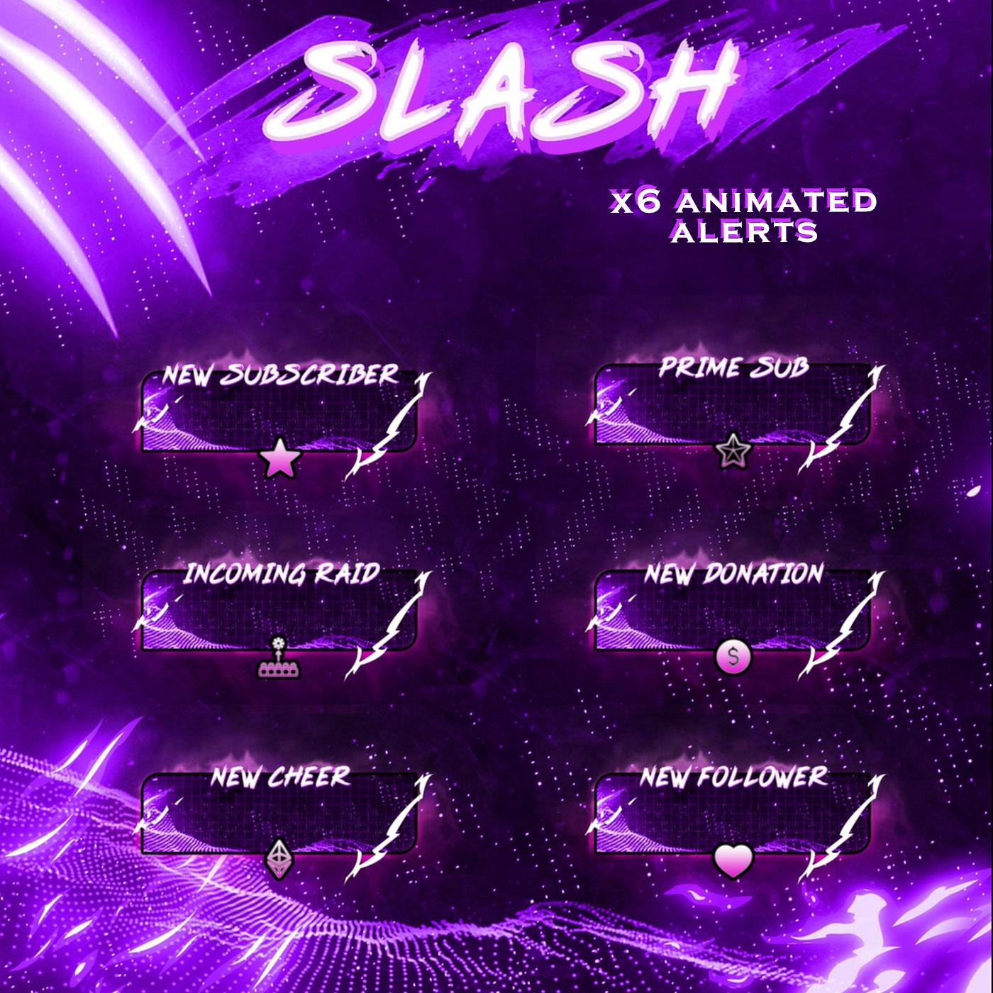 Slash Purple Stream Package Full Twitch Stream Overlays Animated Stream ...