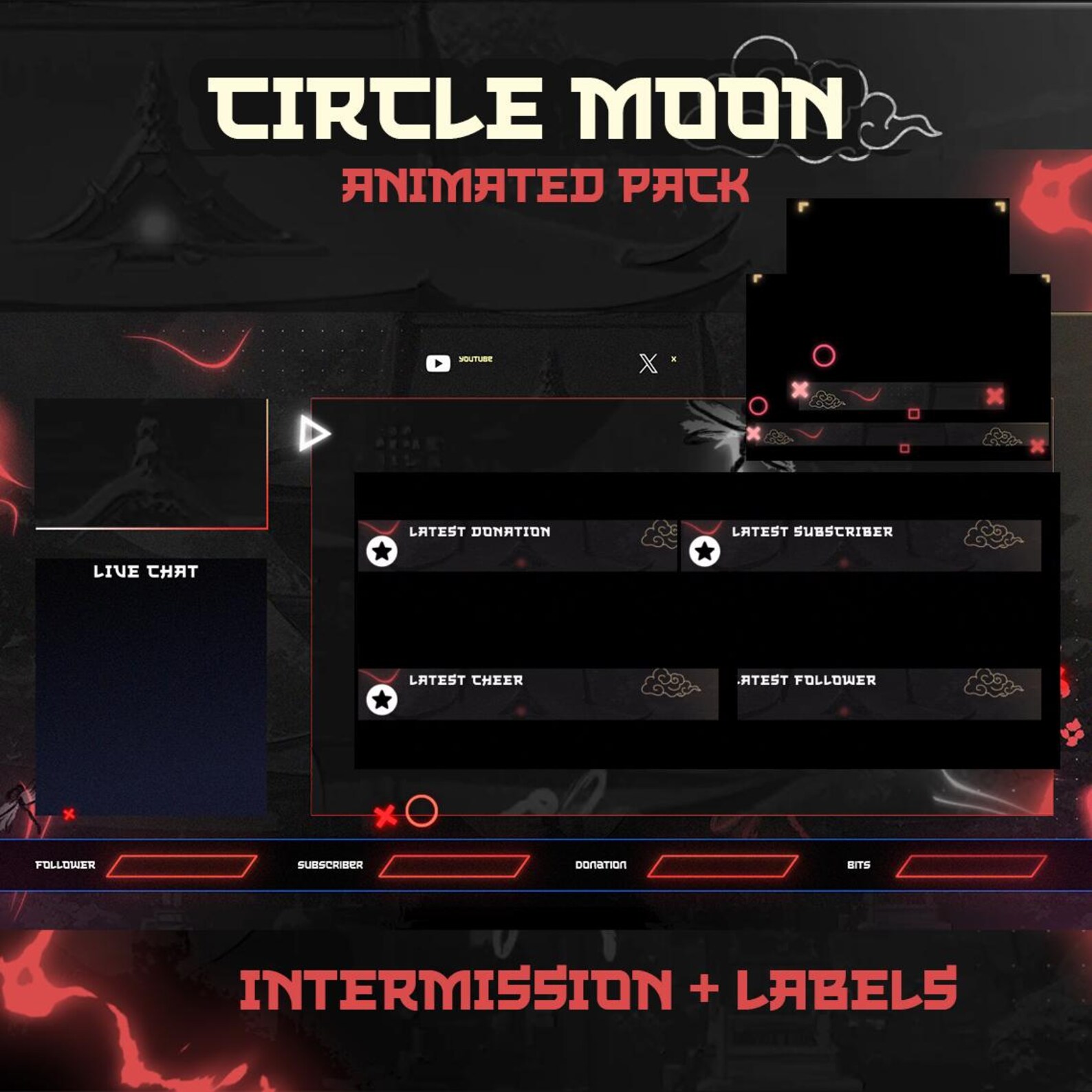 Circle Moon Full Stream Overlay Pack | Animated Screens | Overlays ...