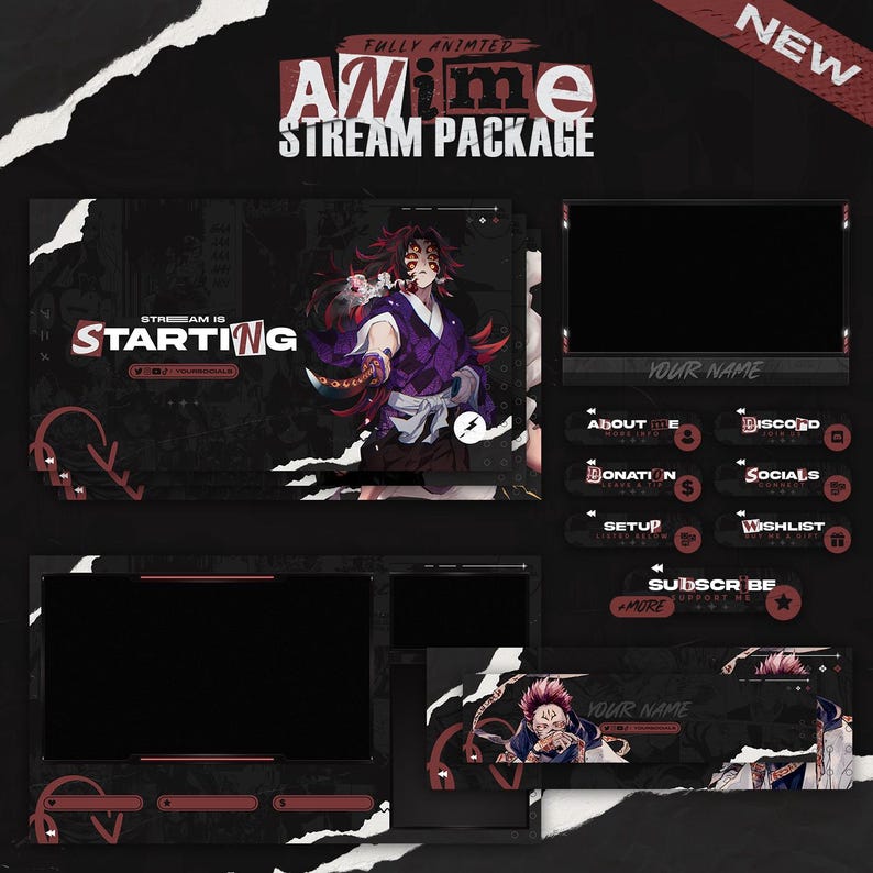 Premium Anime Package Full Twitch Stream Overlays Animated Stream for ...