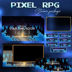 Pacote Premium Fantasy Night Stream Sobreposições completas de Twitch Stream Stream de RPG animado para Twitch Fantasy overlays Pacote Pixel Art