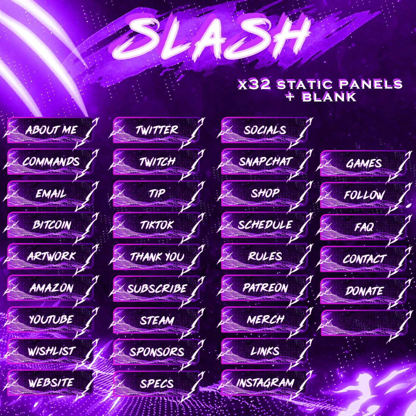 Slash Purple Stream Package Full Twitch Stream Overlays Animated Stream ...