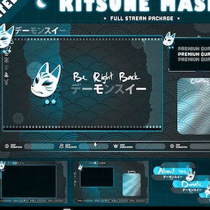 Animated Kitsune Stream Package For twitch streamers Japanese Kitsune Alerts for Twitch Overlay Red Kitsue Animated