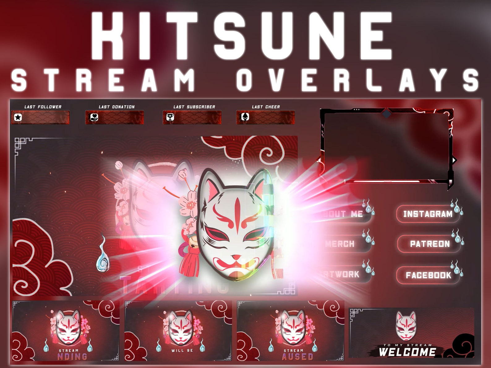 Animated Kitsune Stream Package for Twitch Streamers Japanese Kitsune ...
