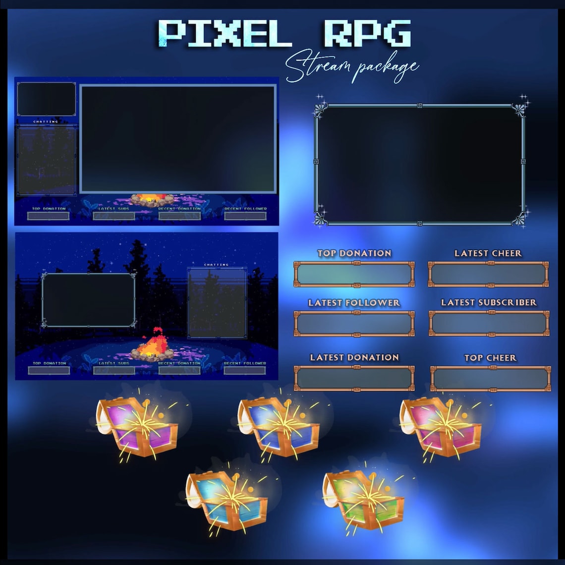 Premium Bon Fire Stream Package Full Twitch Stream Overlays Animated ...