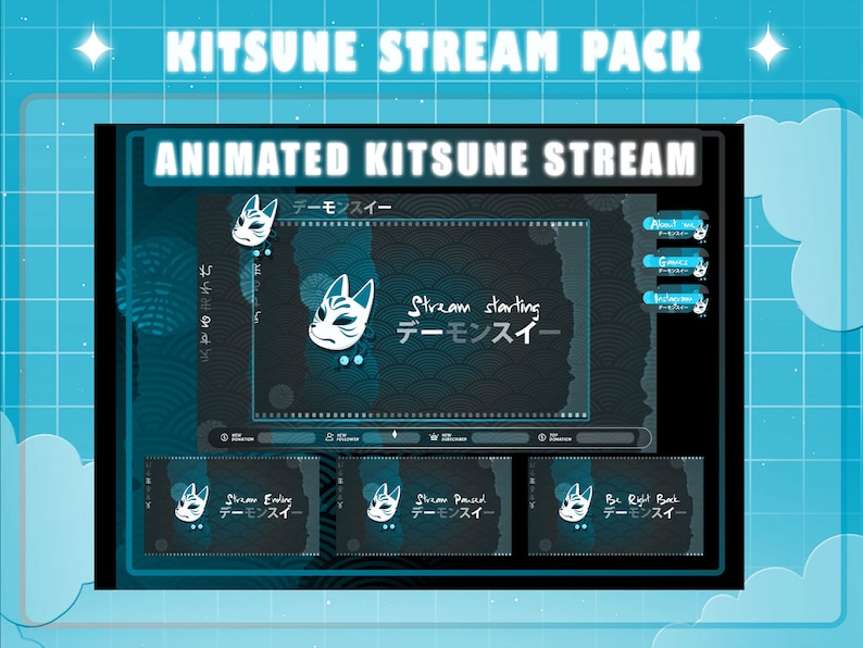 Animated Kitsune Stream Package for Twitch Streamers Japanese Kitsune ...