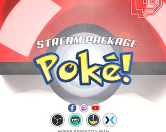 Animated Poké Stream Pack  For Twitch Streamers Pixel RPG Fantasy overlays For Twitch youtube streamers Red and Yellow Balls