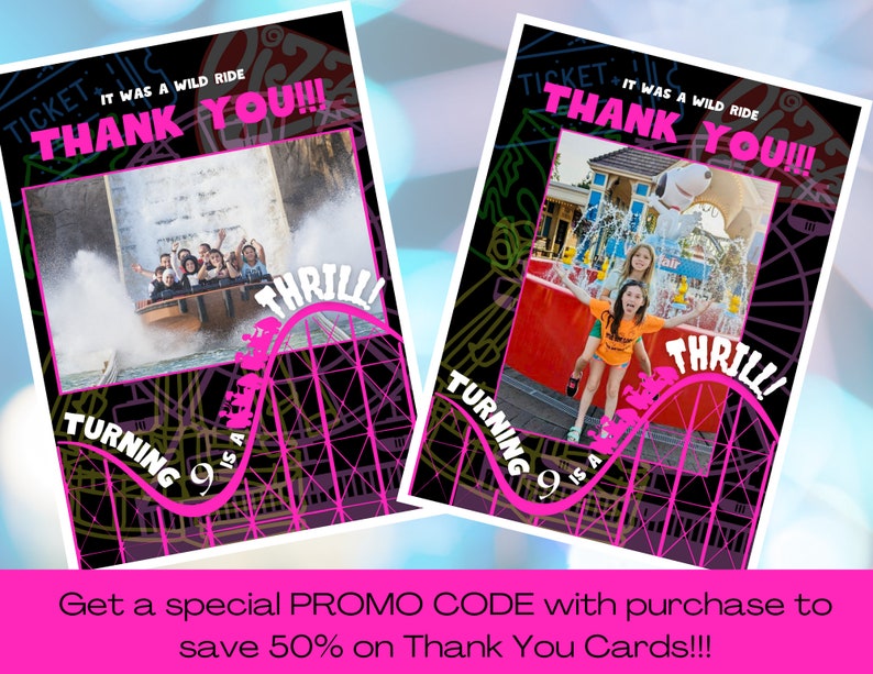 EDITABLE Theme Park Birthday Invitation, Roller Coaster, Printable ...
