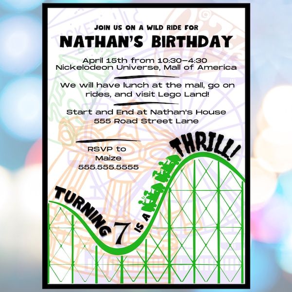 Roller Coaster Birthday Invite Etsy