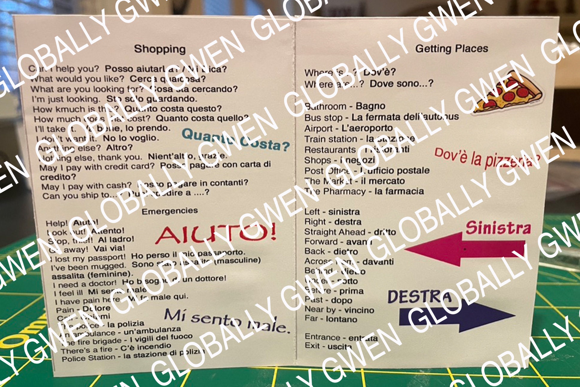 Italian Language Cheat Sheet POCKET SIZE Travel Guide Vacation, Quick ...