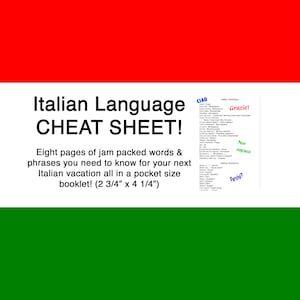 POCKET SIZE TRAVEL Cheat Sheet - Italy - Travel Guide - Vacation, Quick Reference