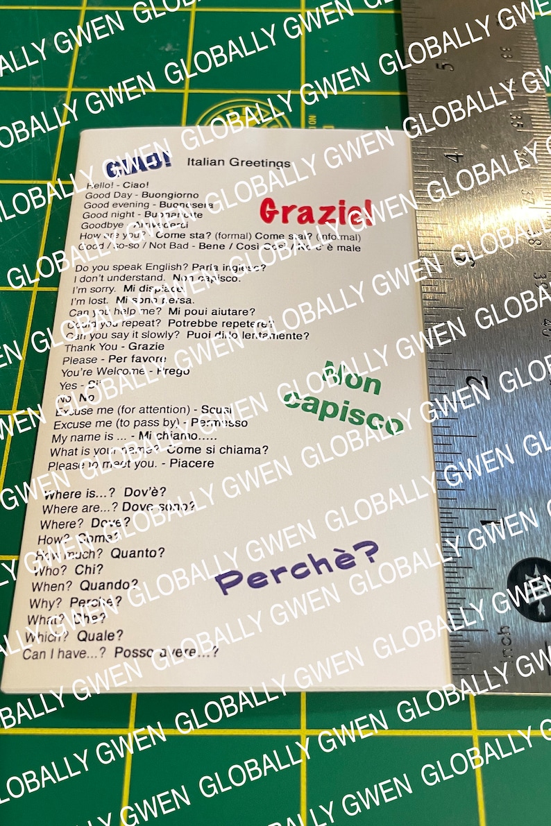 Italian Language Cheat Sheet POCKET SIZE Travel Guide Vacation, Quick ...