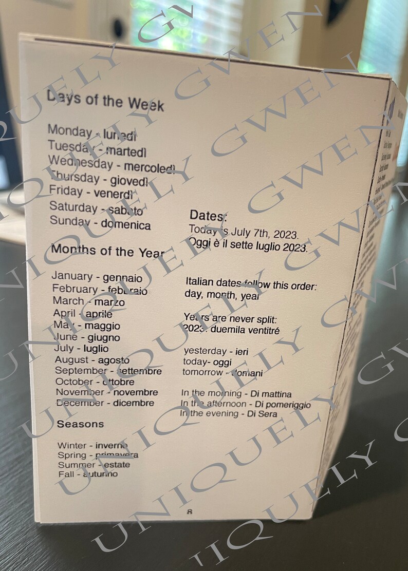 Italian Language Cheat Sheet POCKET SIZE Travel Guide Vacation, Quick ...