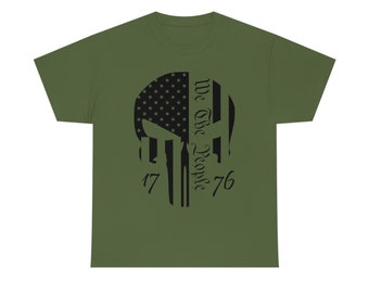 Stand Up for Your Rights with our "We The People" 1776 Punisher Tee! #PatrioticApparel #ConservativeValues #PoliticalHumor #GraphicTee