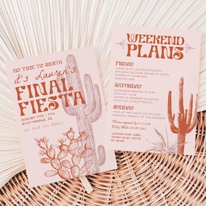 Bachelorette Party Invitation, Last Fiesta, Nash Bash, Scottsdale, Western Desert Bach Weekend Itinerary, Editable, Printable