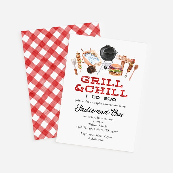 BBQ Couples Shower Invitation, Instant Download, I Do BBQ, Grill and Chill, Editable, Printable