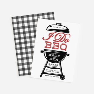 BBQ Couples Shower Invitation, I Do BBQ, His and Hers Shower Invitation, Gingham, Instant Download, Printable, Editable