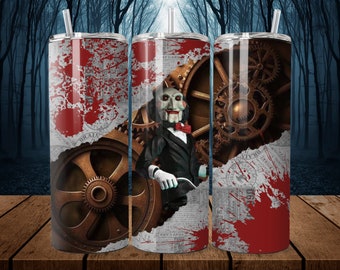 Billy/John Kramer van Saw Tumbler Design PNG-bestand, Jigsaw downloadbestand voor sublimatie 20oz Skinny Tumbler