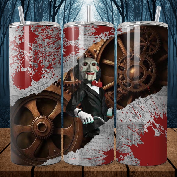 Billy/John Kramer From Saw Tumbler Design PNG File, Jigsaw Download File For Sublimation 20oz Skinny Tumbler