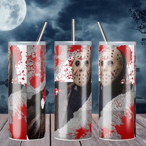 Jason Voorhees Tumbler Design PNG File, Friday The Thirteenth Download File For Sublimation 20oz Skinny Tumbler