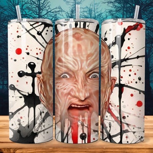 Freddy Krueger Paint 2 Tumbler Design PNG File, Nightmare On Elm St Download File For Sublimation 20oz Skinny Tumbler
