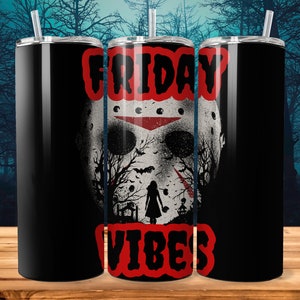 Jason Voorhees Tumbler Design PNG File, Friday The Thirteenth Download File For Sublimation 20oz Skinny Tumbler